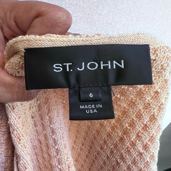 St. John Knits Hemp Fitted Blazer Jacket Mandarin Orange Size 6 MSRP $1295 - Picture 8 of 9